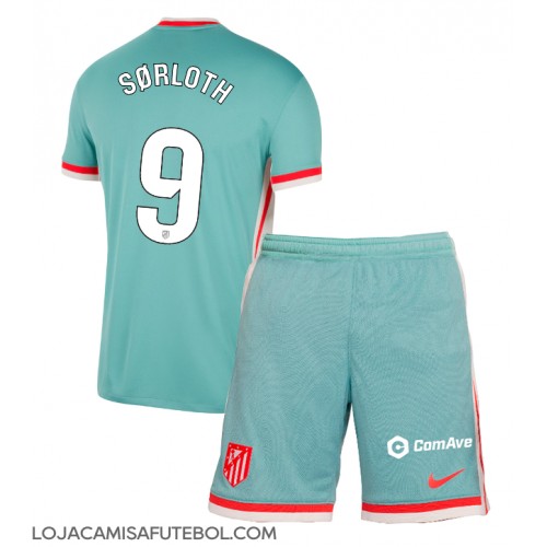 Camisa de Futebol Atletico Madrid Alexander Sorloth #9 Equipamento Secundário Infantil 2024-25 Manga Curta (+ Calças curtas)